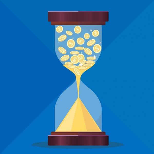 thời gian giá trị khái niệm nền xu hourglass biểu tượng