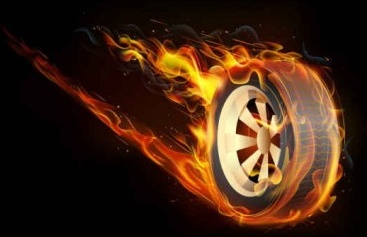 lốp xe với ngọn lửa nền vector