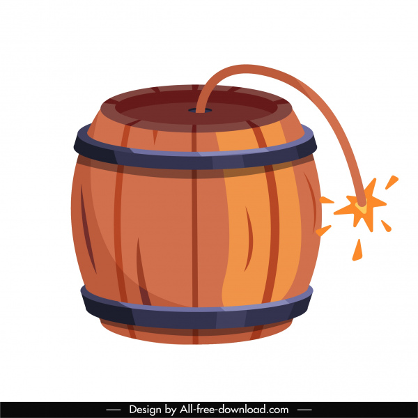ícone bomba tnt queimando esboço barril de madeira