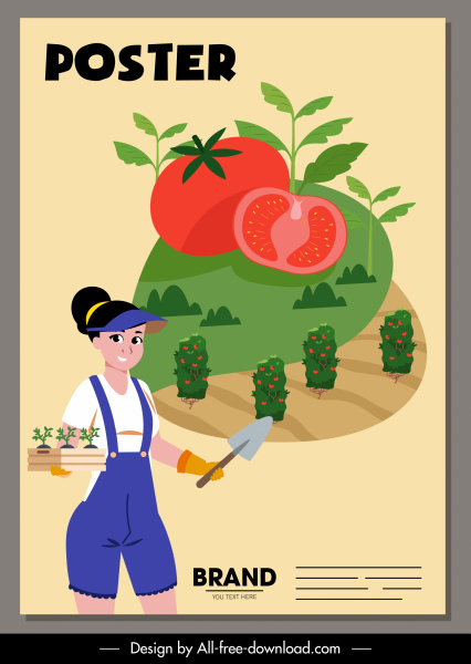 tomate publicidade banner agricultor esboço de produto agrícola