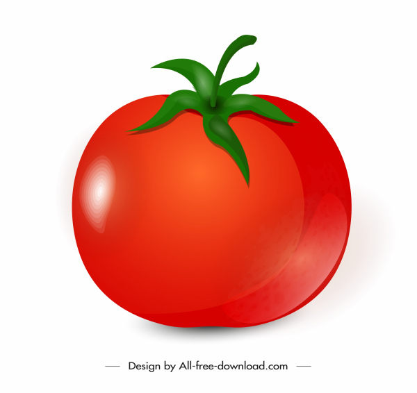 ikon buah tomat dekorasi hijau merah mengkilap