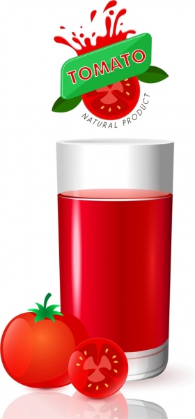 sok pomidorowy reklamy owoców czerwonych szkła logo dekoracji