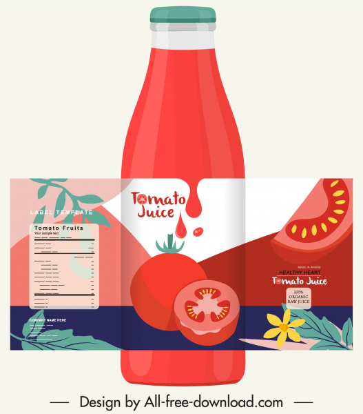 wzór etykiety soku pomidorowego czerwony wystrój klasyczny design
