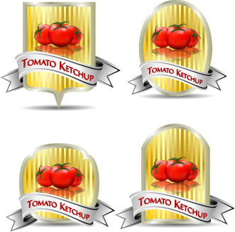 etichette di ketchup di pomodoro vettoriale