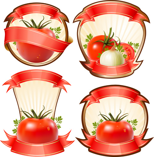 rótulos de tomate com fita gráficos vetoriais