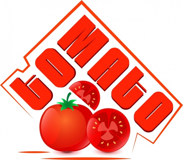 Tomaten-Logo Design rot Kalligraphie Design Slice-Symbol