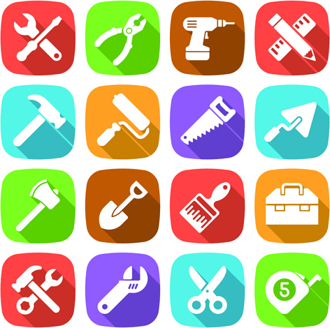 flache Symbole-Werkzeug-set