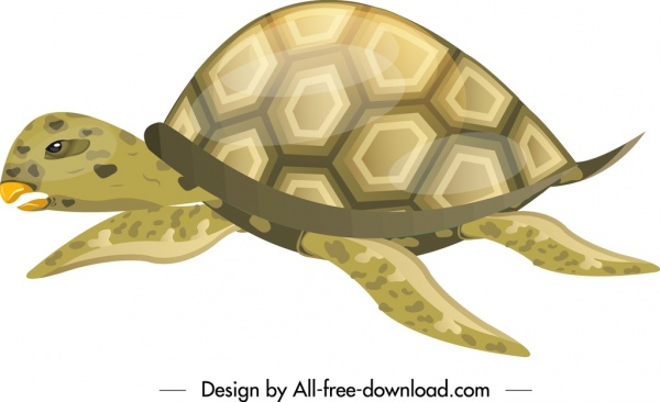 거북이 생물 아이콘 반짝이는 녹색 스케치 크롤링 제스처
