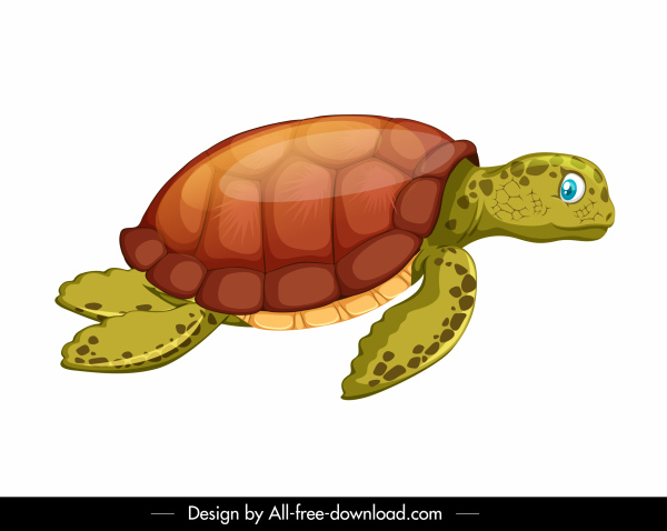 biểu tượng rùa màu phim hoạt hình phác họa sáng bóng thiết kế hiện đại