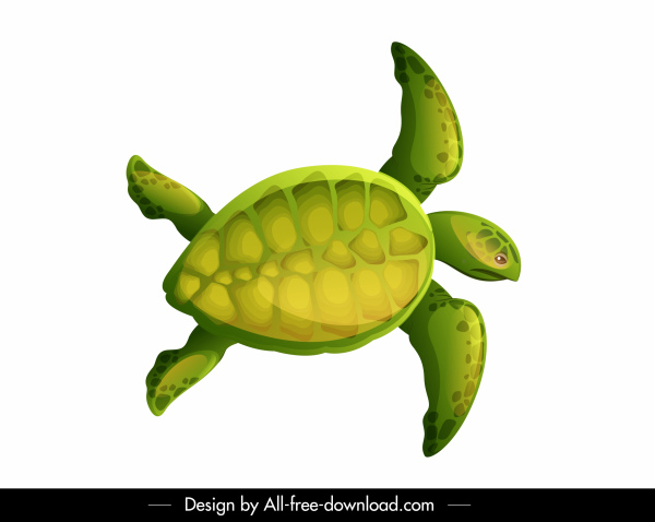 icona tartaruga colorato schizzo piatto nuoto gesto