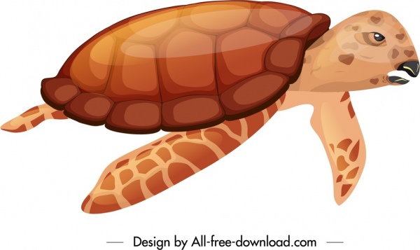 Ikon kura-kura Desain merah mengkilap gerakan berenang