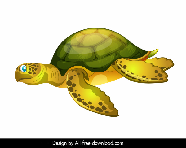 icona tartaruga nuoto schizzo lucido colorato schizzo del fumetto