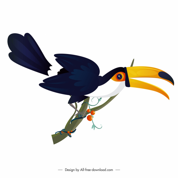 toucan kuş simgesi modern renkli tasarım karikatür kroki