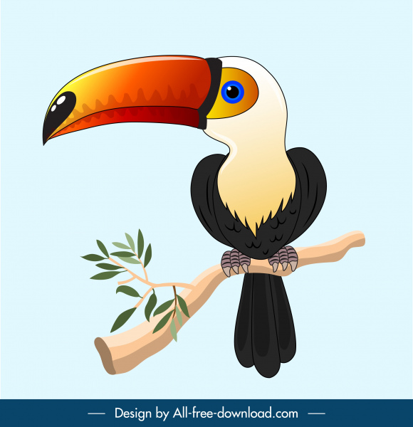 toucan melukis handdrawn warna-warni cerah