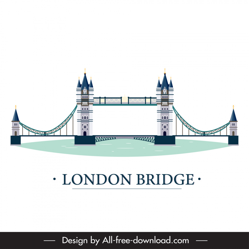 Spanduk pariwisata Tower Bridge London Simetris Desain Flat Klasik