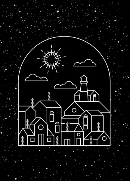 Stadt Hintergrund dunkel geometrische Entwurfsskizze