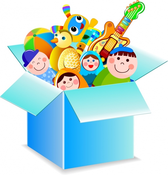 ícone de caixa de brinquedo design 3d de vários símbolos coloridos