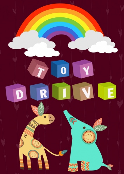 Quảng cáo đồ chơi của con hươu cao cổ voi là biểu tượng hình khối 3D Bohemian