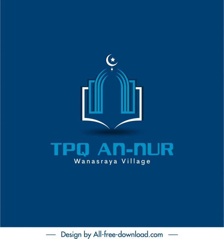TPQ An Nur Logo Plat Symétrique Architecture Étoile Croissant Croquis