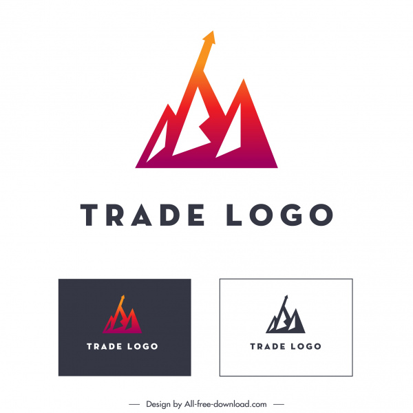 perdagangan logo panah panah geometris sketsa desain modern