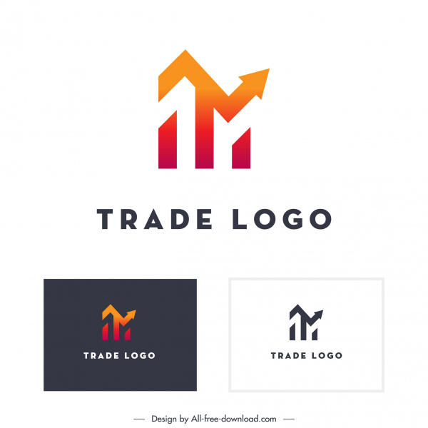 perdagangan logo template panah datar baris sketsa