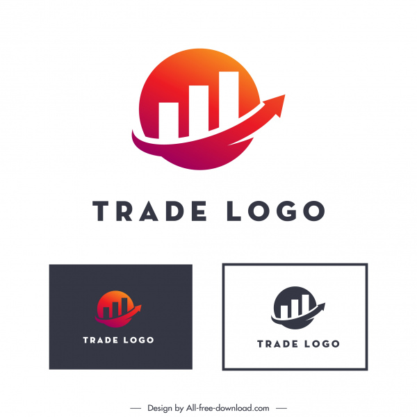 templat logo perdagangan sketsa panah bagan lingkaran datar