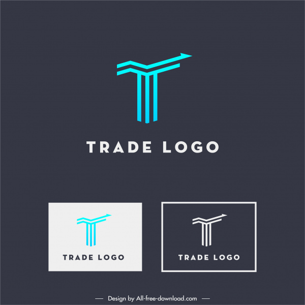 ticaret logo şablonu düz modern ok çizgileri kroki