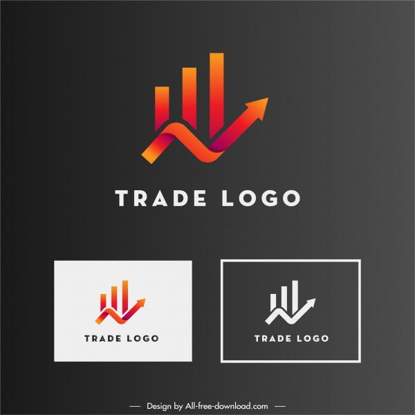 templat logo perdagangan sketsa bagan garis panah bengkok