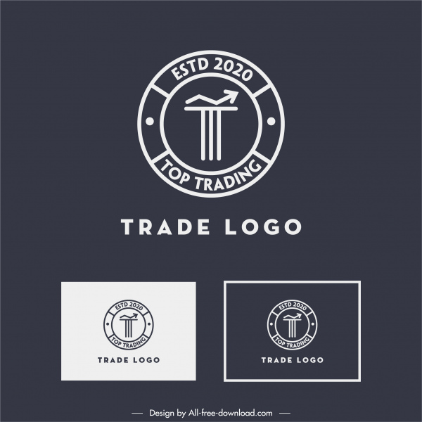 Handel Logotyp flache klassische Kreis Pfeil Dekor