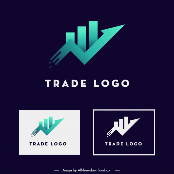 perdagangan logotype Template desain garis panah modern datar