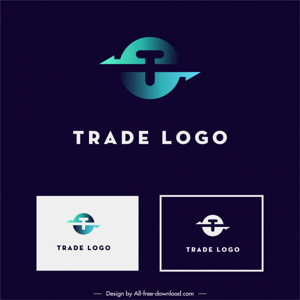 perdagangan logotype Template modern bentuk panah simetris sketsa