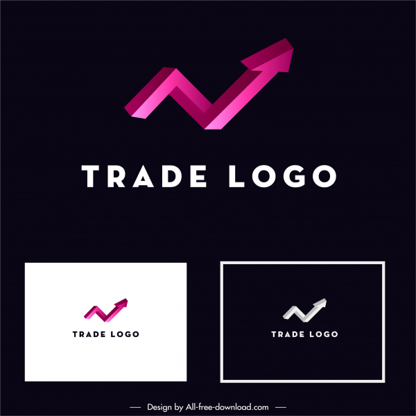 perdagangan logotype template modern 3d panah sketsa