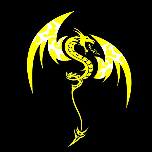 желтый значок традиционные дракон дизайн классический стиль