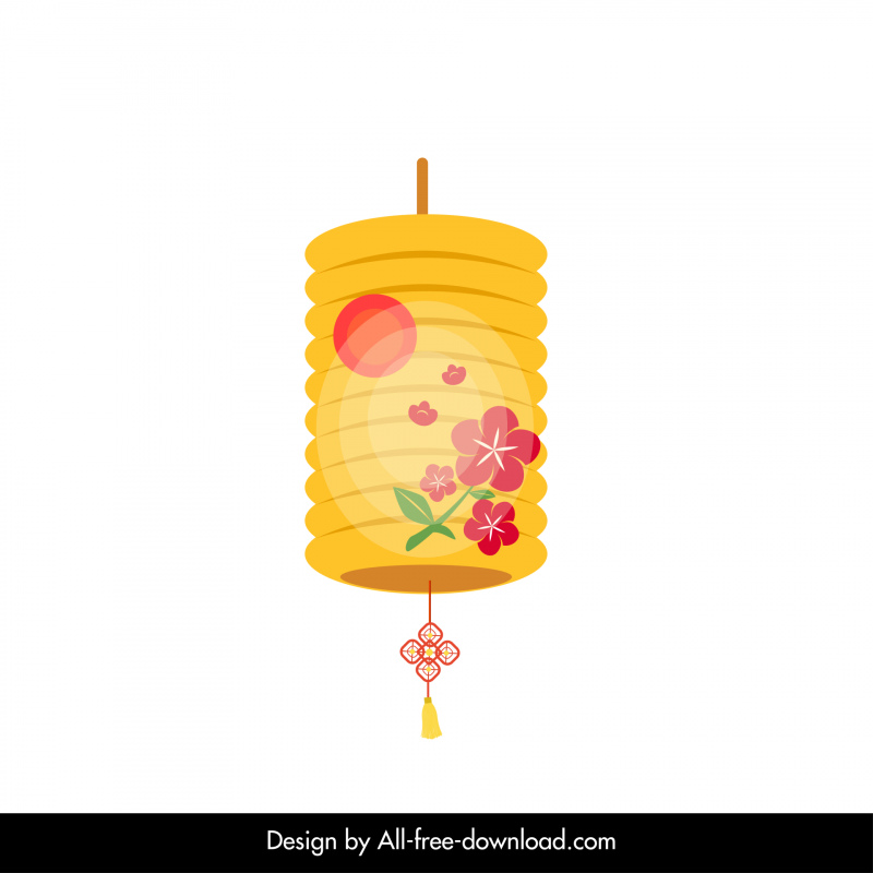 전통적인 일본 등불 아이콘 꽃잎 꽃 장식