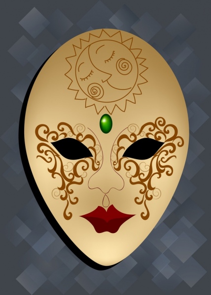 icono de máscara tradicional fondo diseño Miedo mujer cara