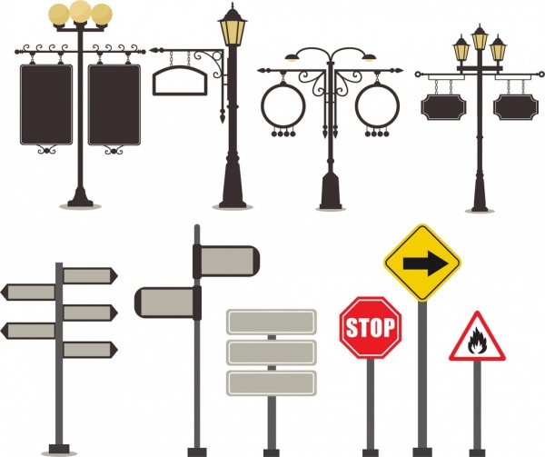tráfego sinal ícones coleção clássica design
