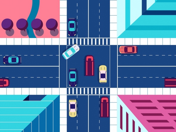 교통 스케치 드로잉 현대 차 거리 아이콘 디자인
