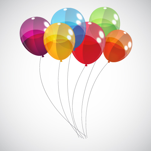 balões coloridos transparentes vector fundo
