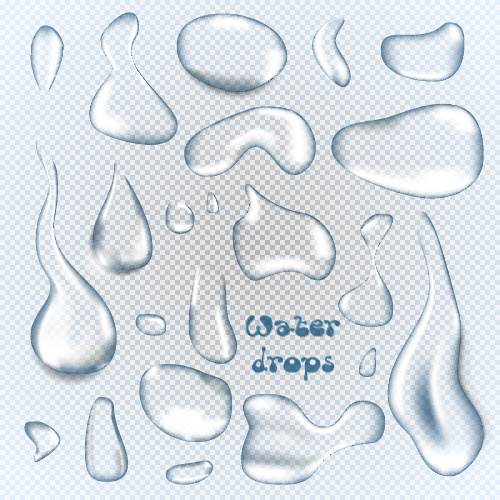 illustrazione vettoriale di gocce di acqua trasparente