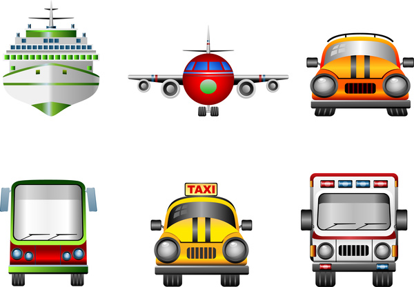 transportasi ikon set dengan gaya datar