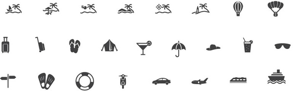 Symbole für Reisen und Urlaub