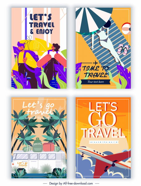 banery podróży szablony autobus samolot turysta