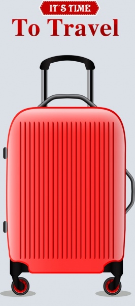 旅行時間橫幅紅色行李圖示裝飾