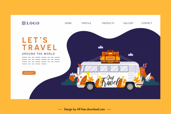 site Web de voyage modèle classique de bagages d’autobus décor