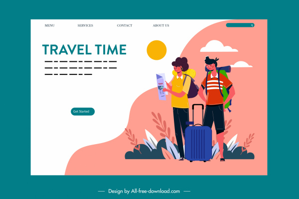 modèle de page Web de voyage décor classique coloré