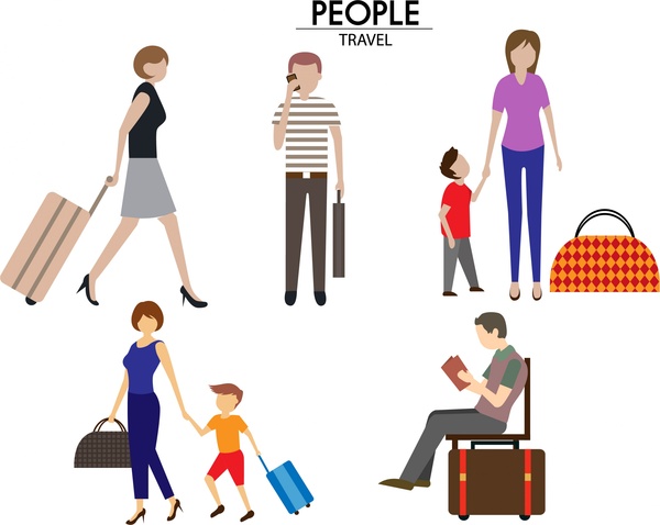 design de ícones pessoas com isolamento de vários gestos de viagem