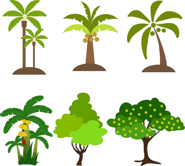 Baum-Symbolsammlung verschiedener Bauarten