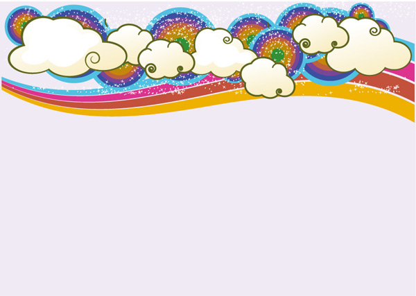 Trend der Wolke Regenbogen Hintergrund Vektor festgelegt
