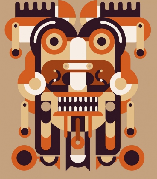 Stammes-abstrakte Malerei Gesicht Symbol geometrischen Dekor