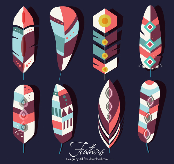 icônes tribales de plume décor classique coloré